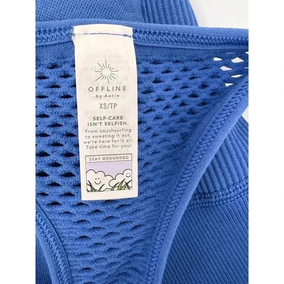 NEW W TAGS Offline By Aerie Women's Stretchy Seamless Blue Mesh Romper XSMALL - Picture 9 of 10